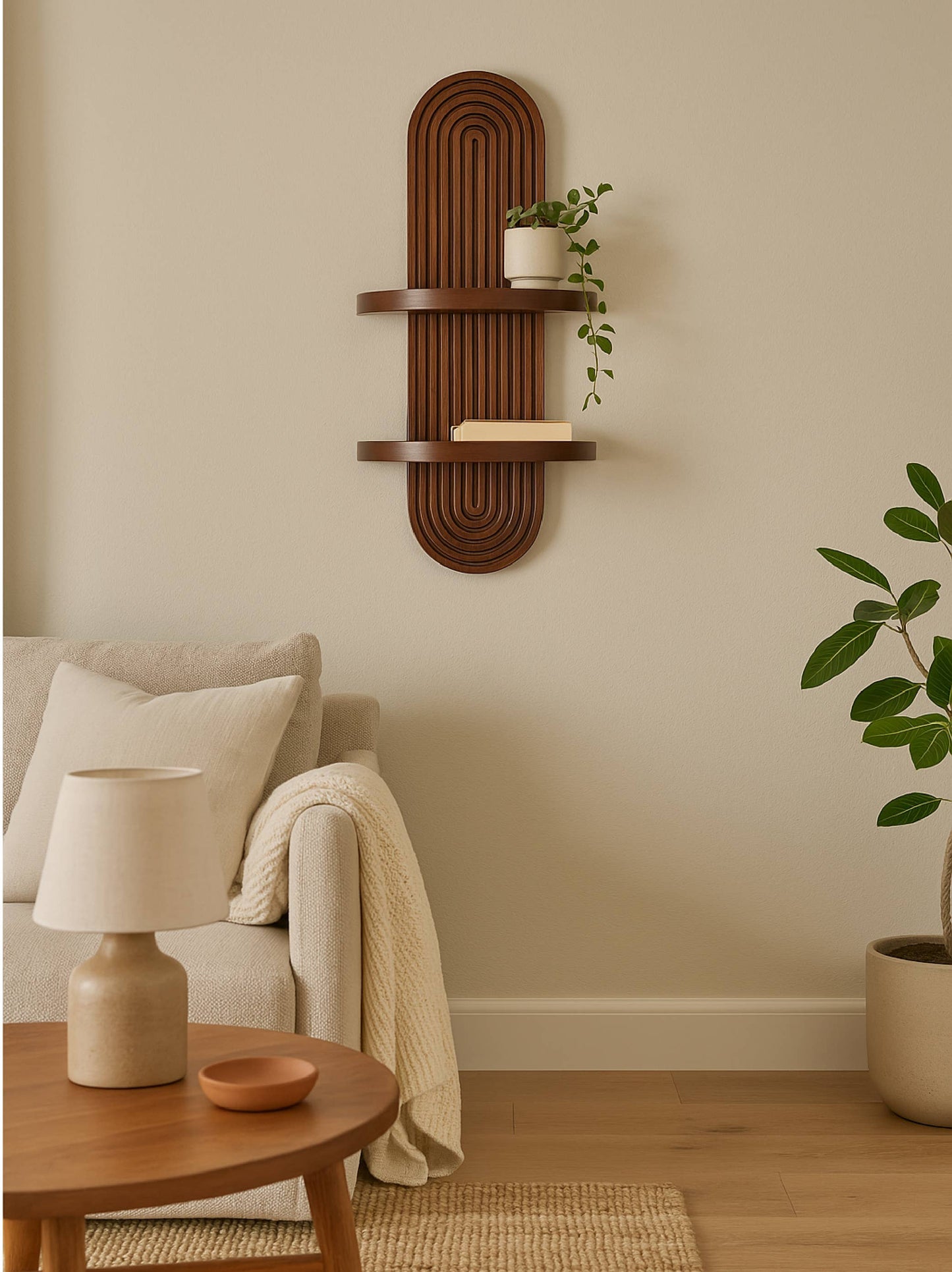 Arched Wood Wall Shelf MCM