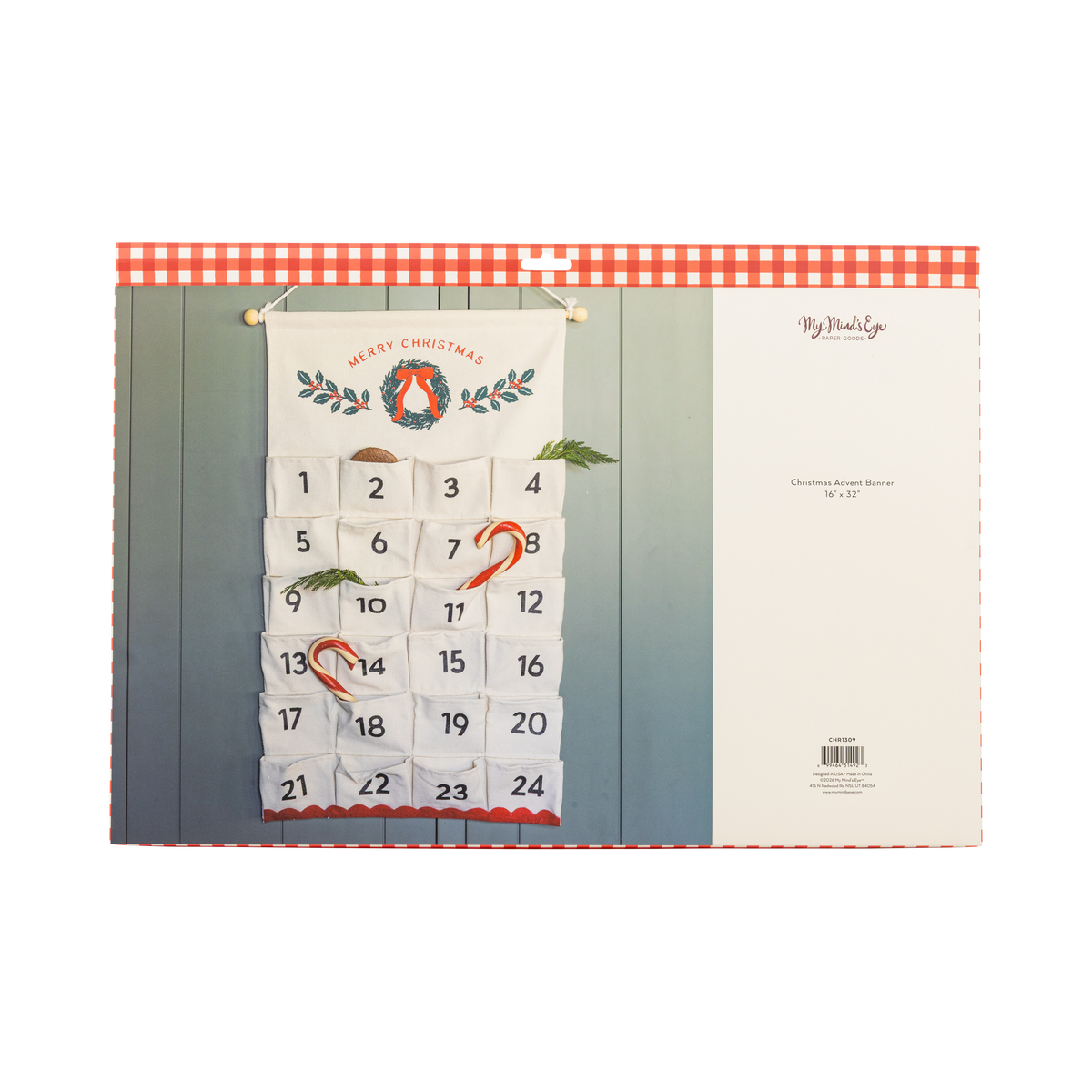 Canvas Christmas Advent Calendar 16" x 32"