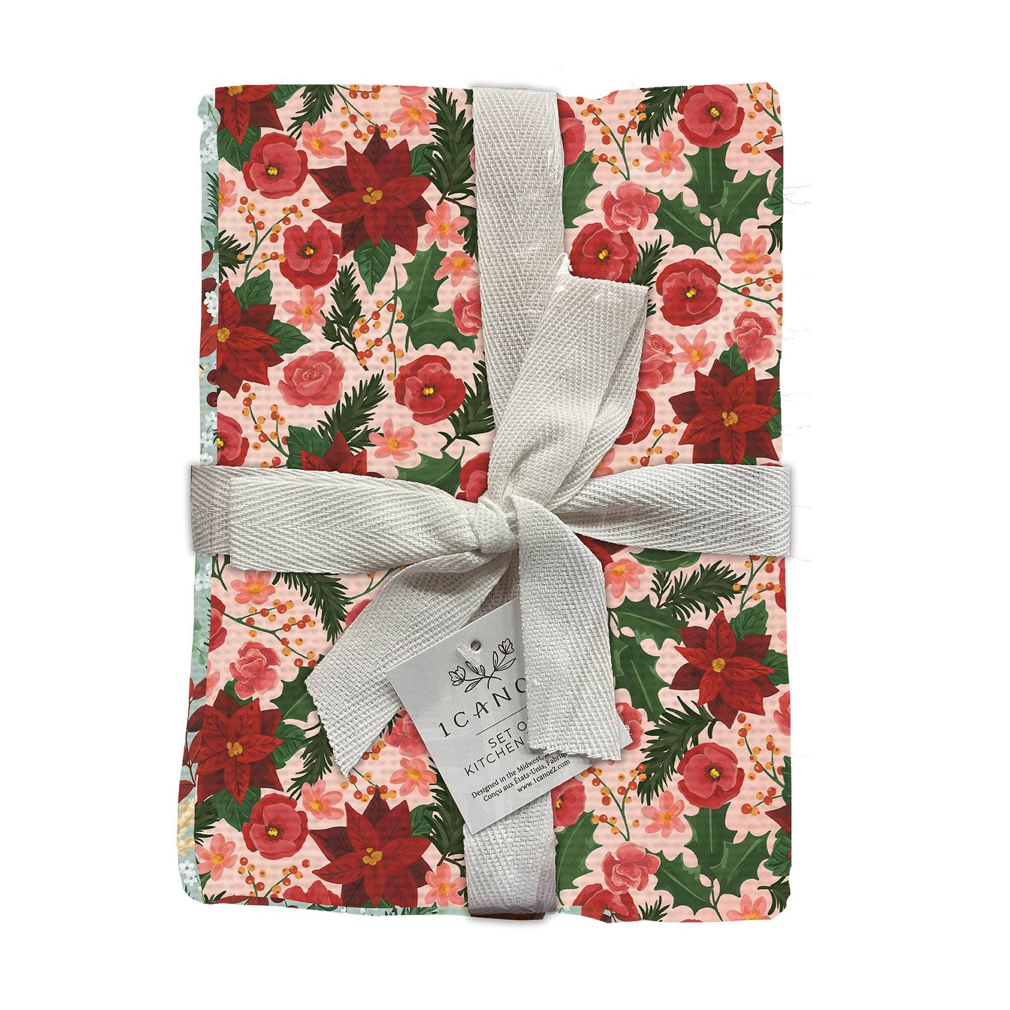 Yuletide Blooms Holiday Kitchen Tea Towel Set