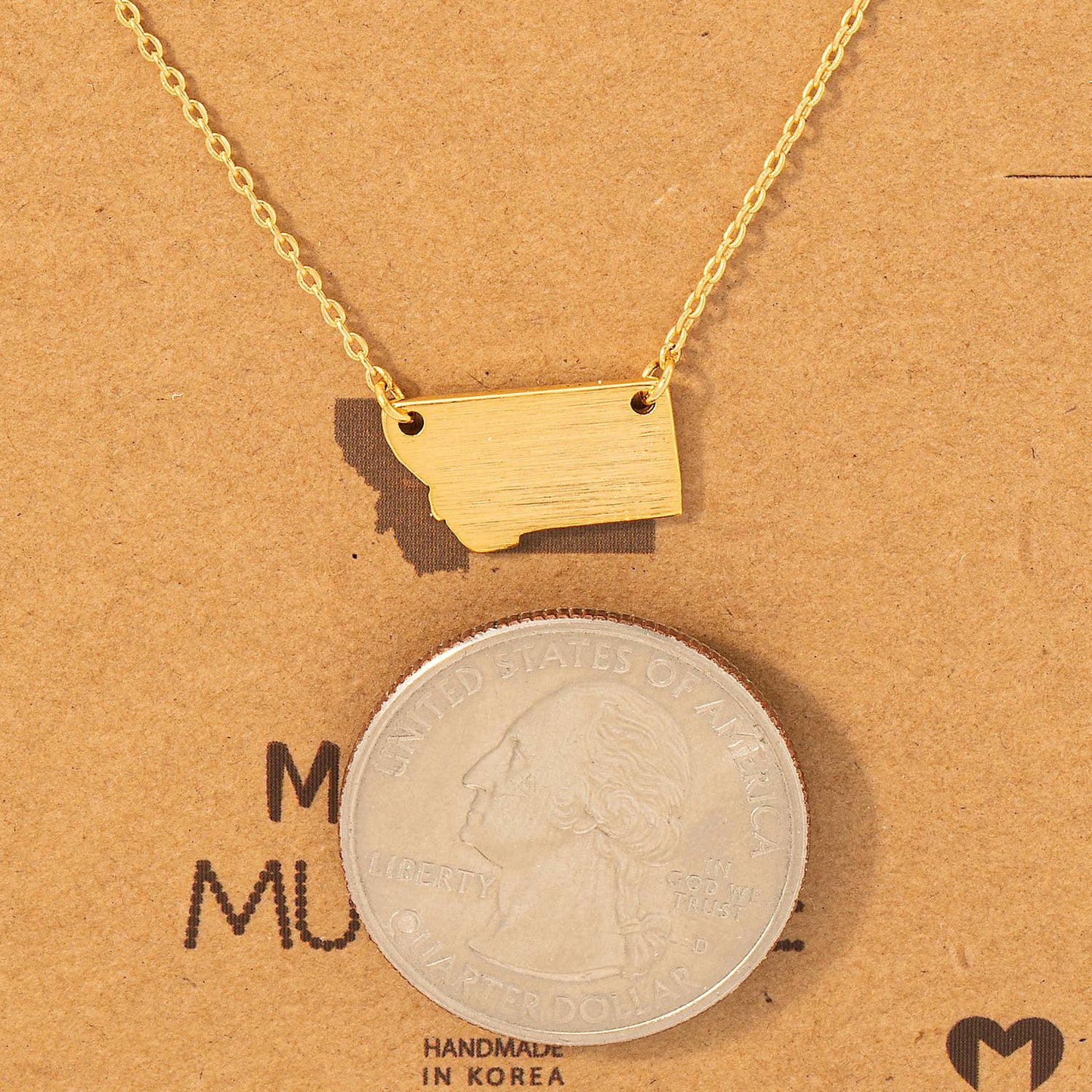 Gold Montana State Pendant Necklace