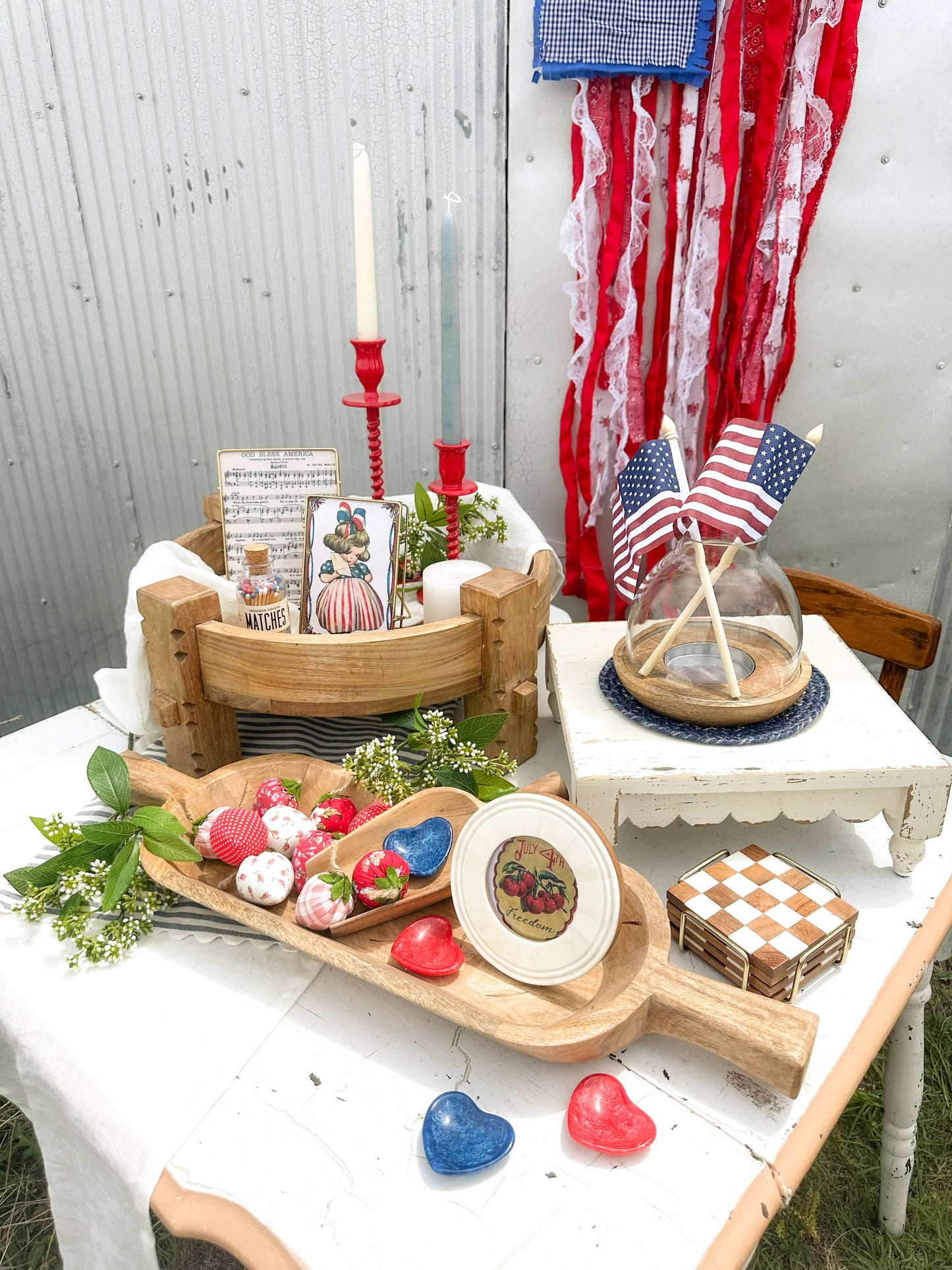 Checkered Wood Coasters with Stand