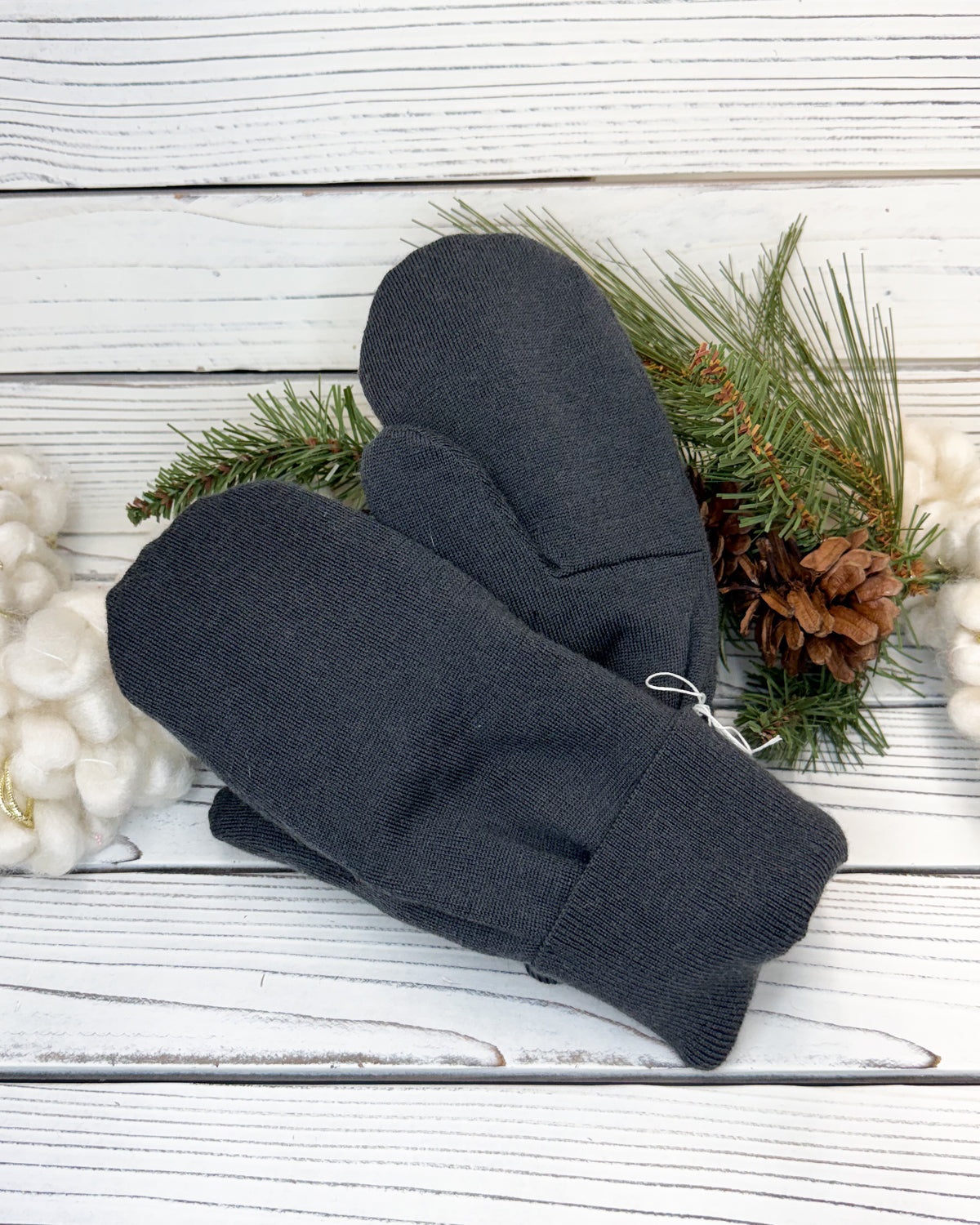 Soft Grey Wool Sweater Mittens