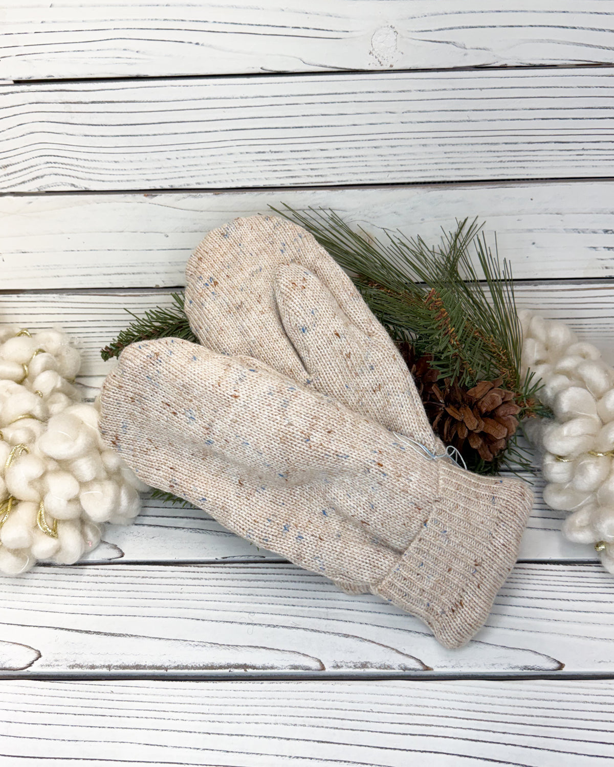 Oatmeal Wool Sweater Mittens