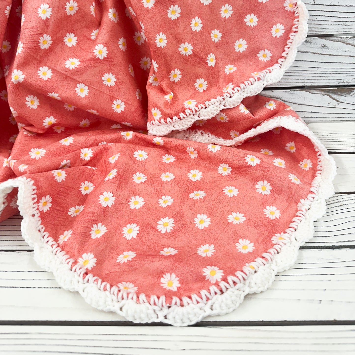 Coral Floral Flannel Receiving Blanket