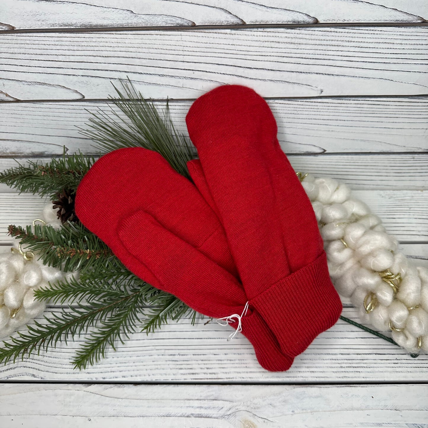 Bright Red Wool Sweater Mittens