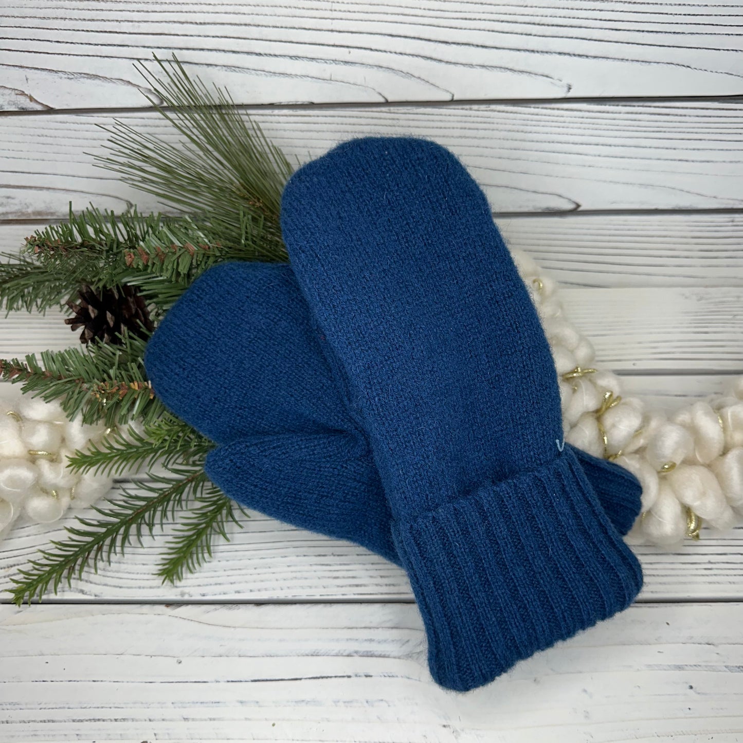 Blue Wool Sweater Mittens