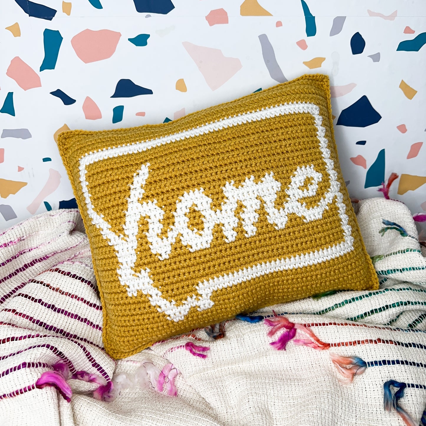 Montana Home Throw Pillow - Mustard/Ivory