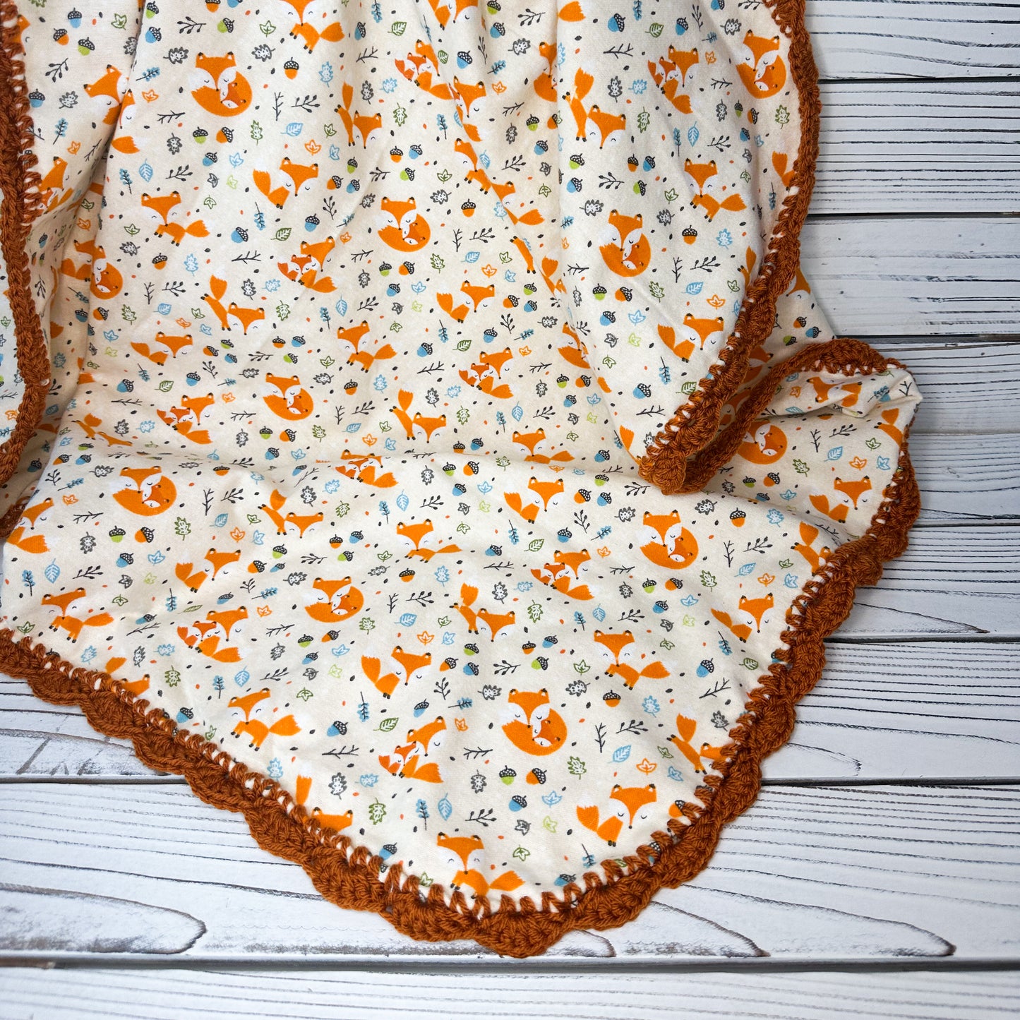 Cute Fox Flannel Receiving Blanket