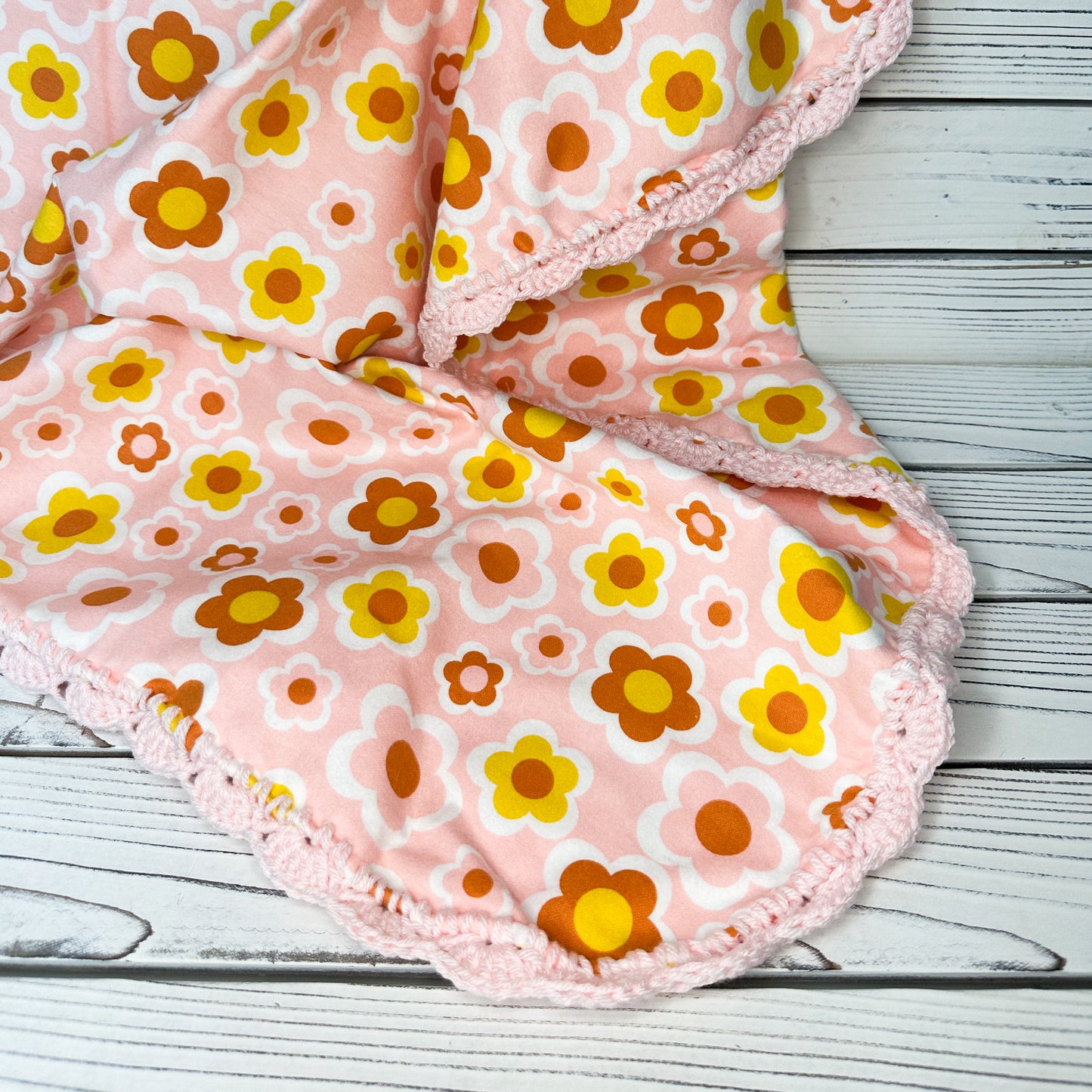 Retro Floral Flannel Receiving Blanket