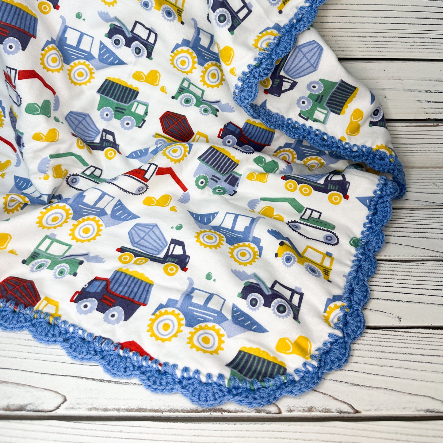 Construction Flannel Receiving Blanket