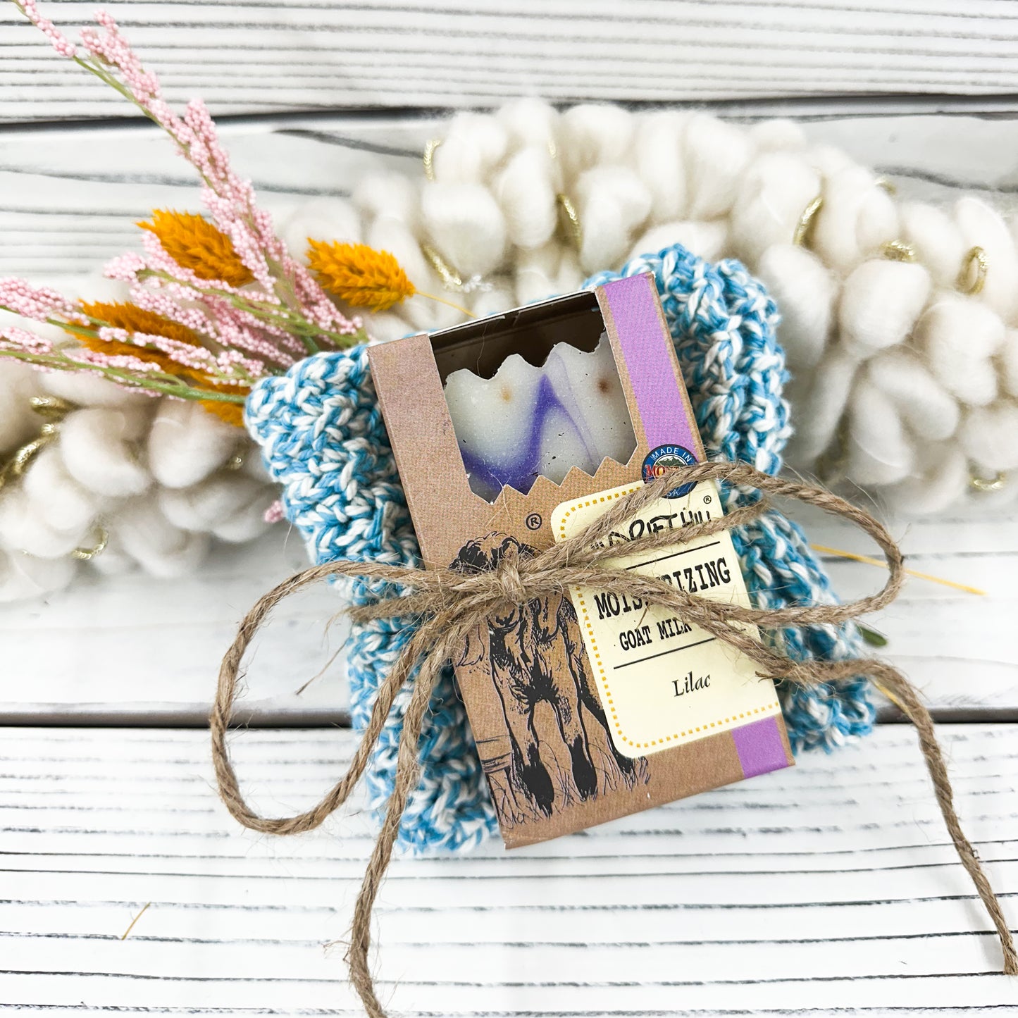 Light Blue Twist Washcloth + Soap