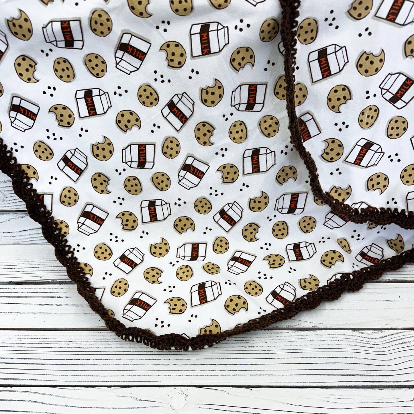 Milk and Cookies on Blizzard Fleece Flannel Receiving Blanket