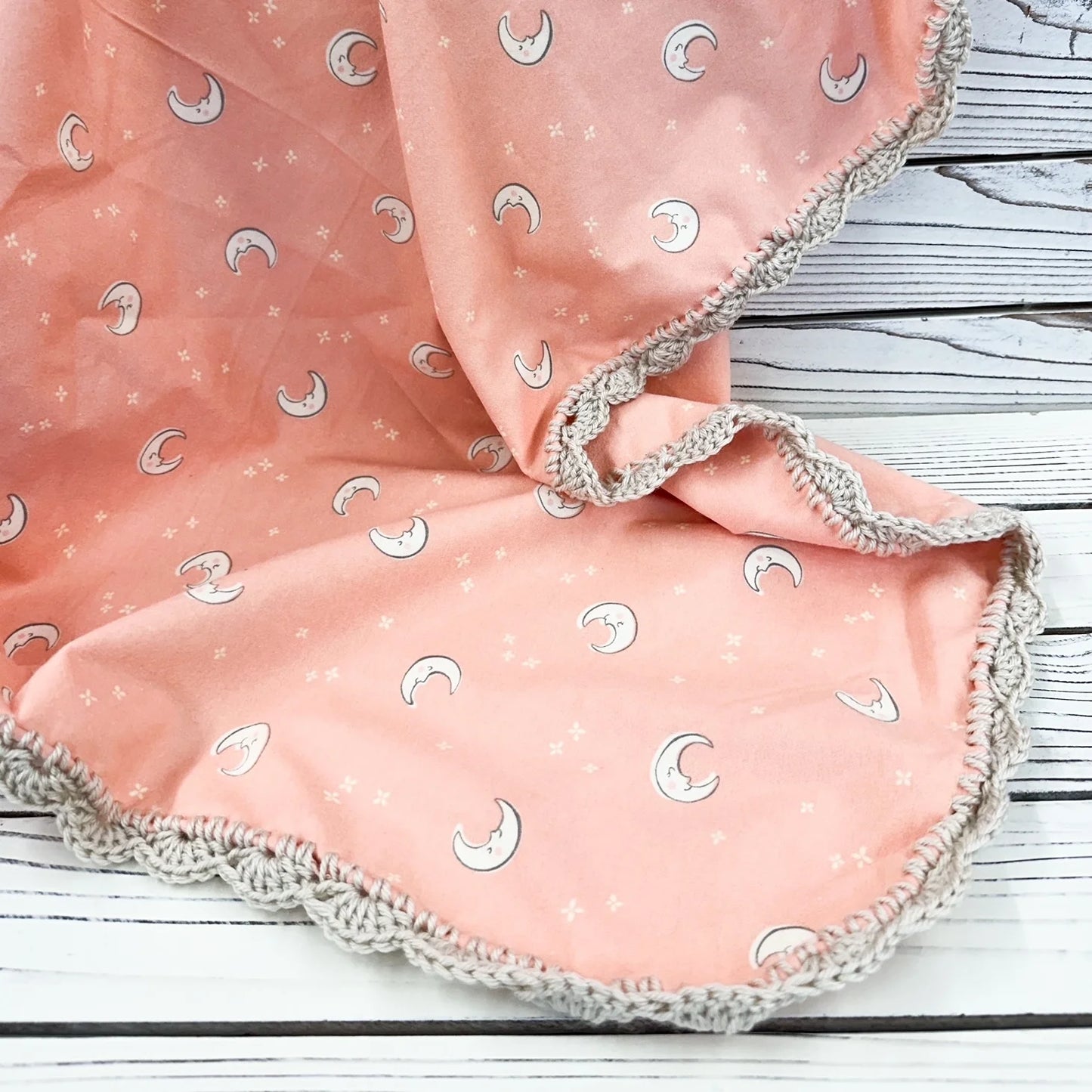 Moons on Pink Flannel Receiving Blanket