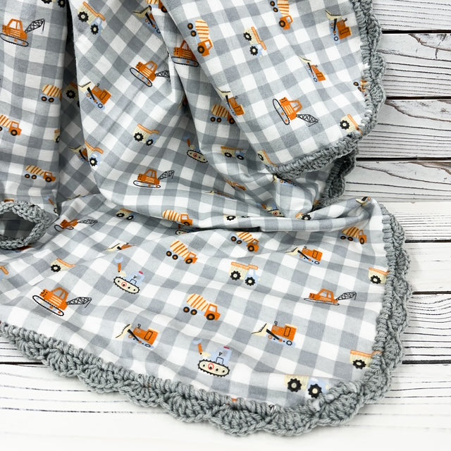 Construction Buffalo Check Flannel Receiving Blanket
