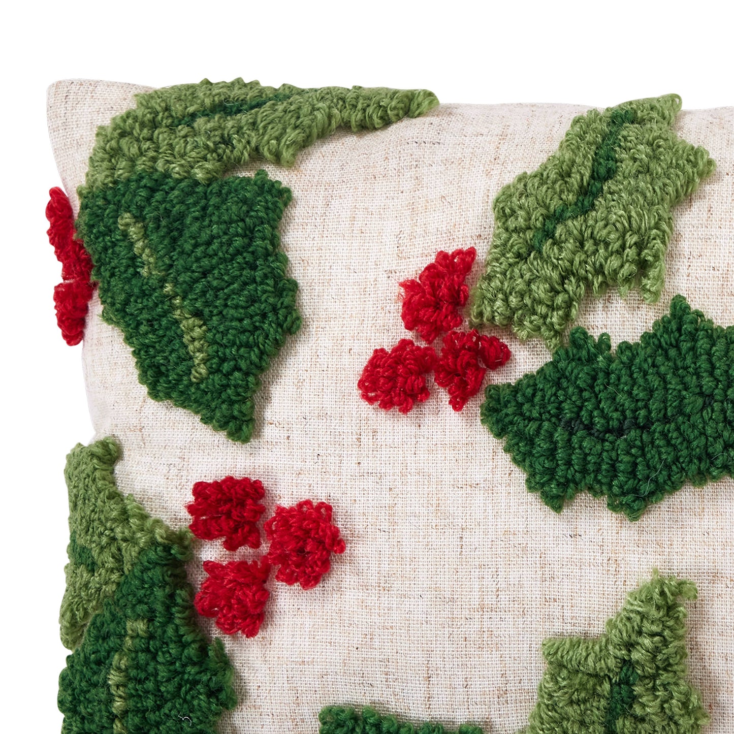 Holly with Berries Tufted Throw Pillow