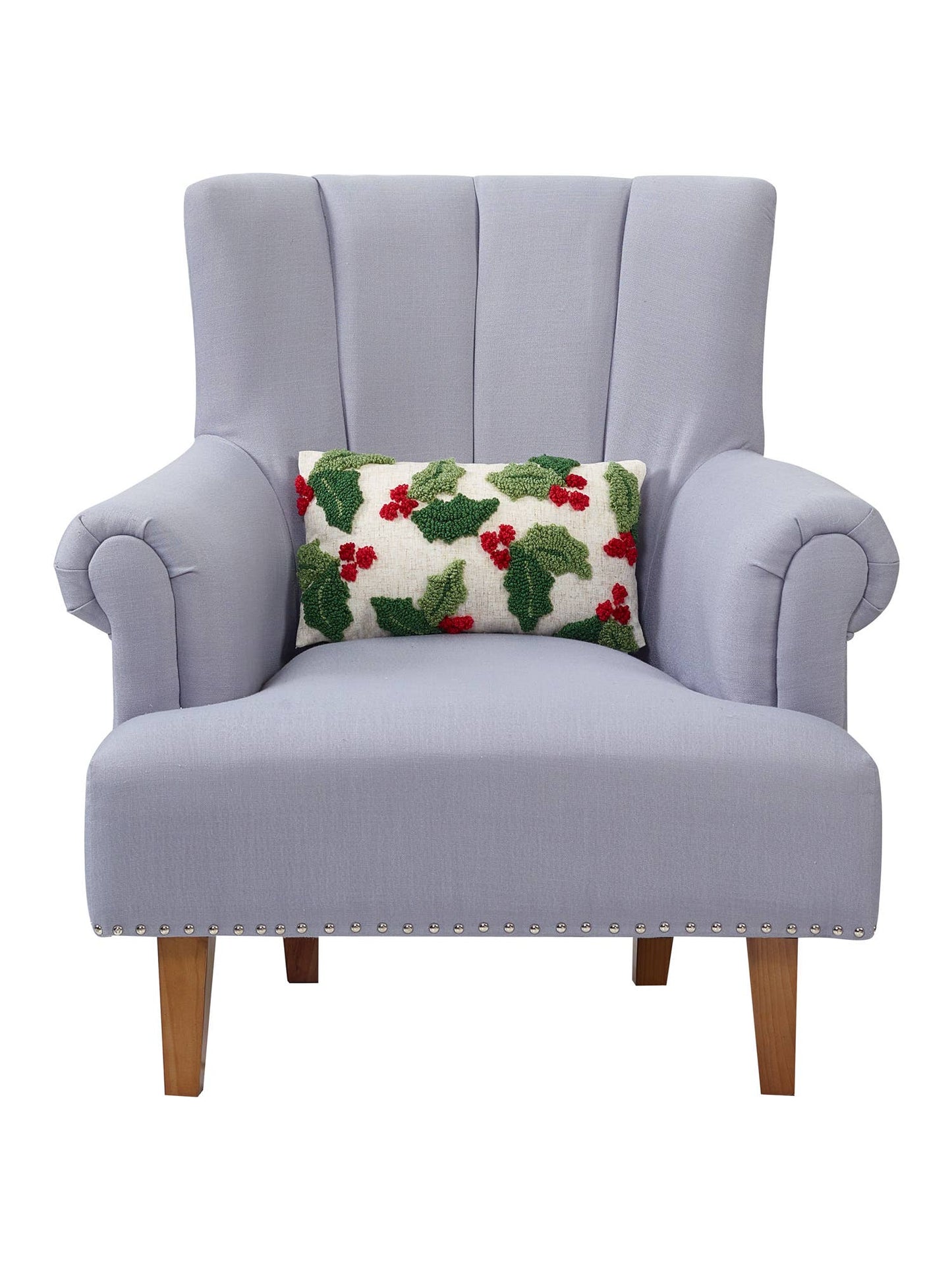 Holly with Berries Tufted Throw Pillow