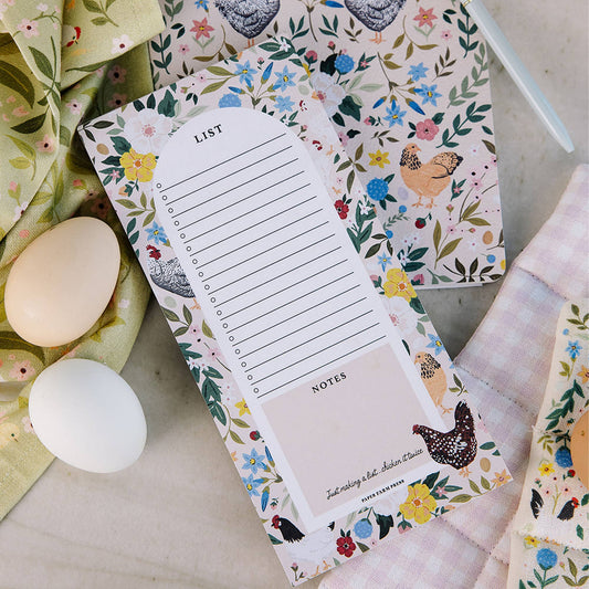 Chickens & Flowers Market List Notepad