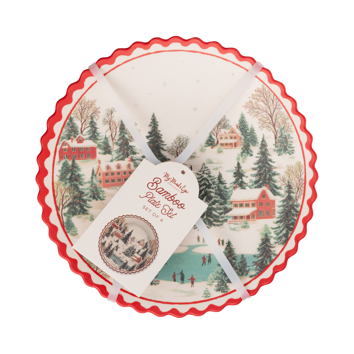 Christmas Scene Bamboo Plate Set