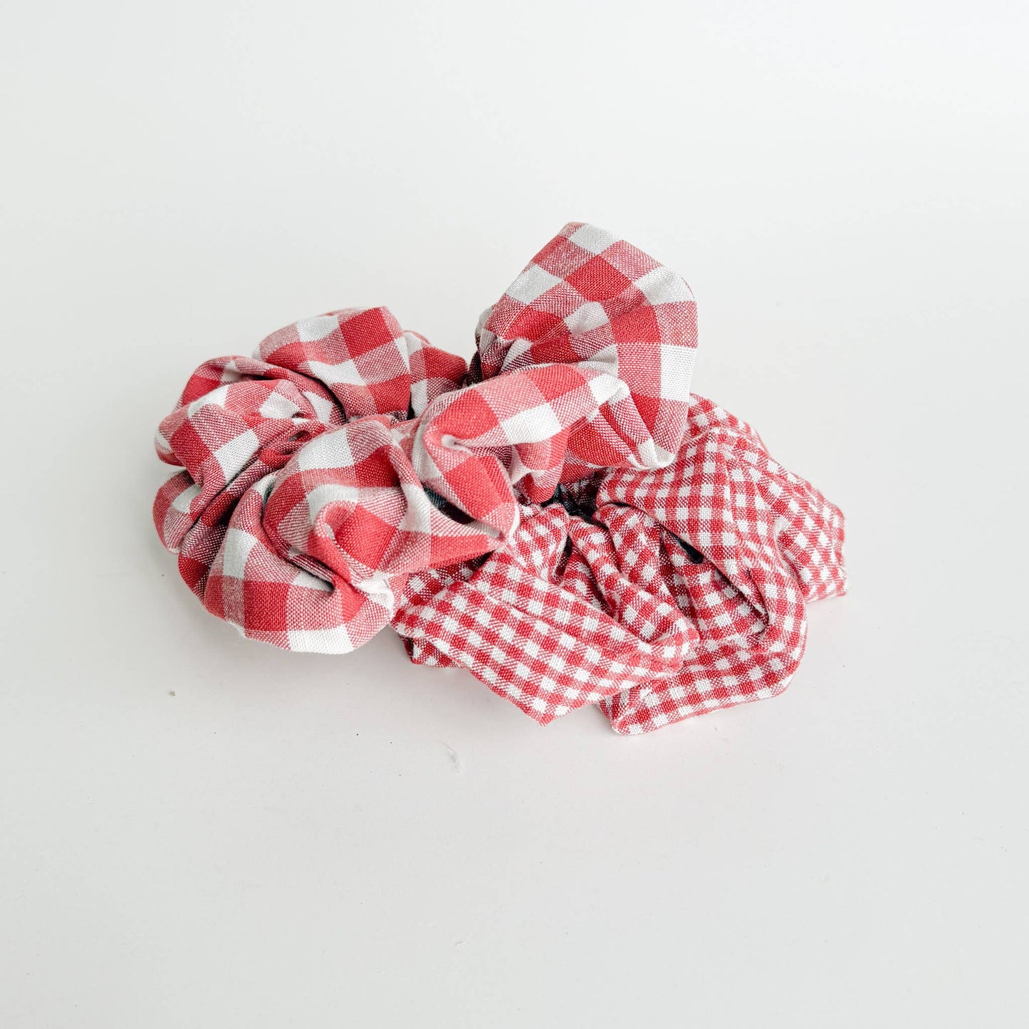 Red Gingham Scrunchies (Set of 2)