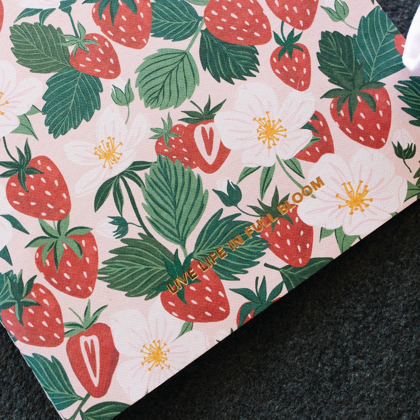 Live Life in Full Bloom Strawberry Patch Stitched Notebook