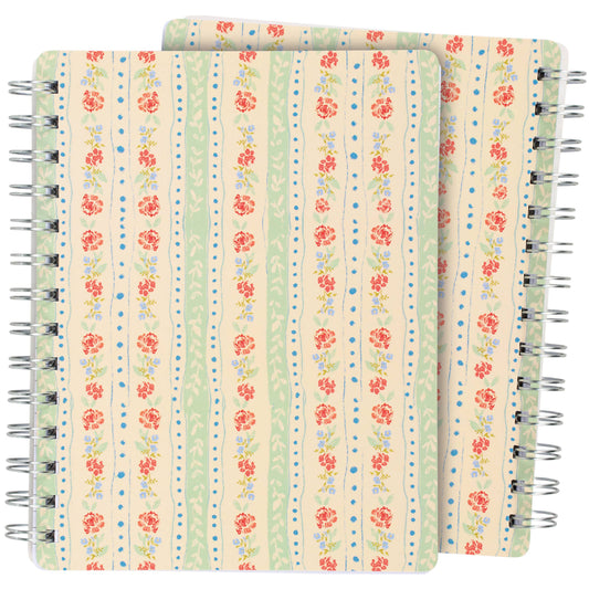 Floral Stripe Spiral Notebook
