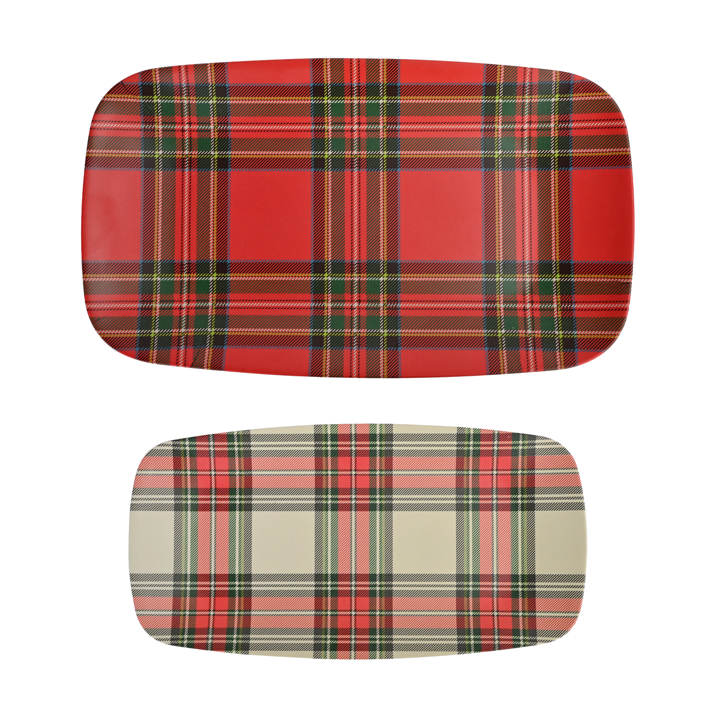 *NEW* Red and White Plaid Stacking Melamine Tray - Set of 2