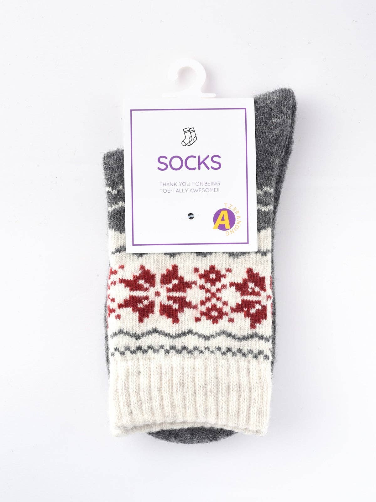 Grey Thickened Snowflake Patterned Mid-calf Socks
