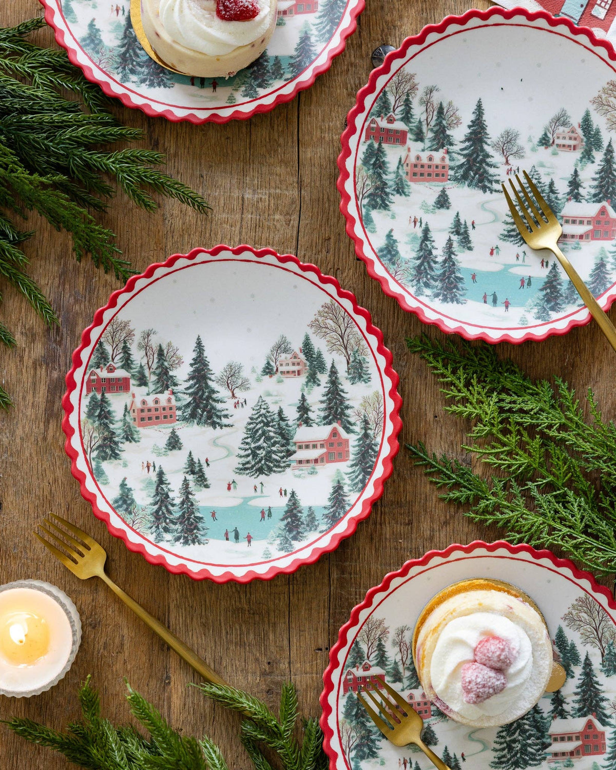 Christmas Scene Bamboo Plate Set