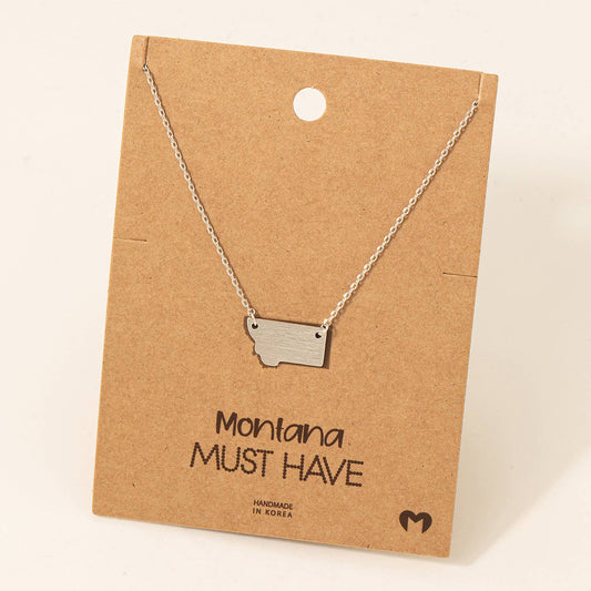 Silver Montana State Pendant Necklace