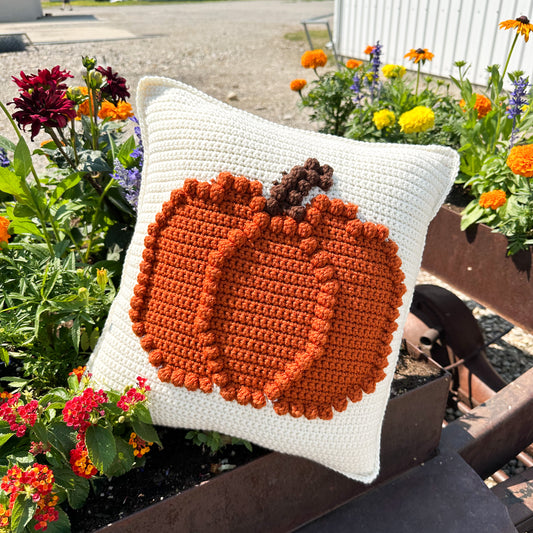 Bobble Pumpkin Pillow - Burnt Orange
