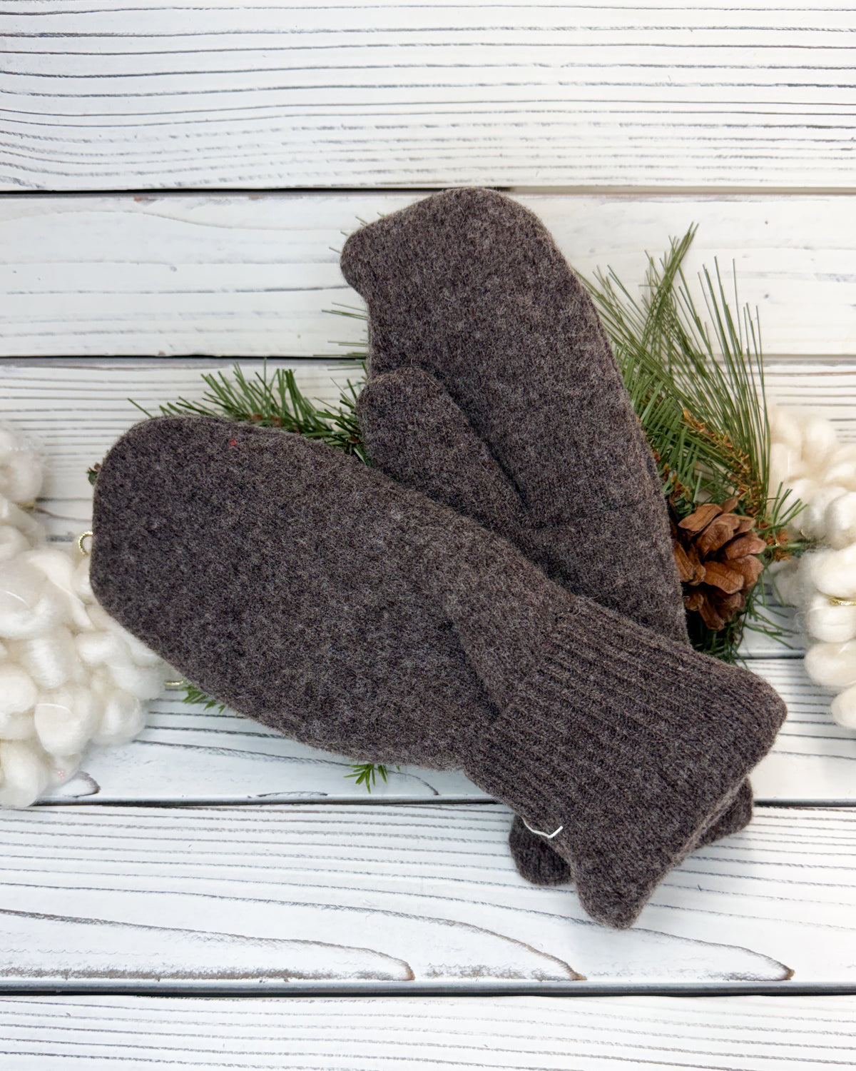 Rich Brown Wool Sweater Mittens