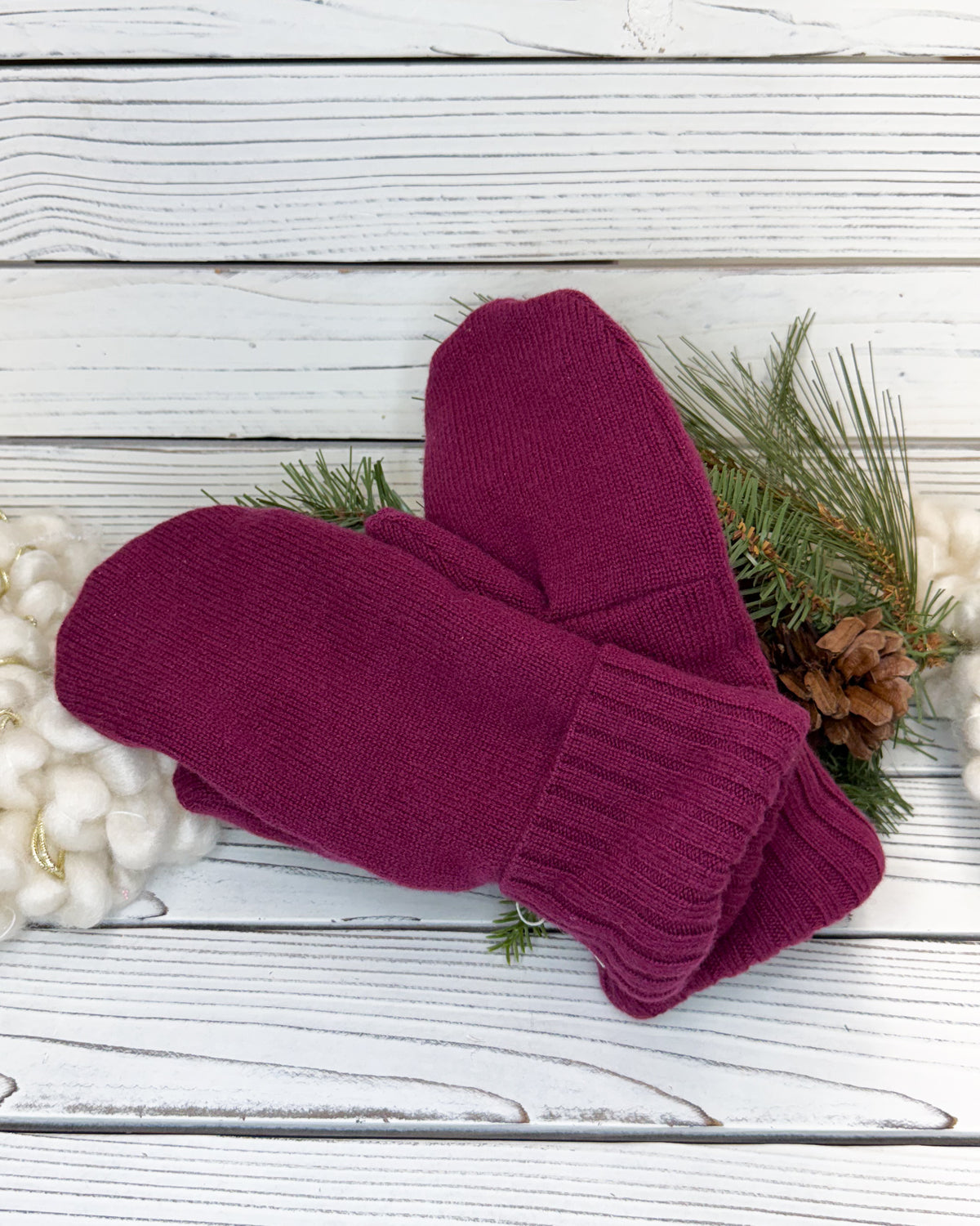 Magenta Wool Sweater Mittens