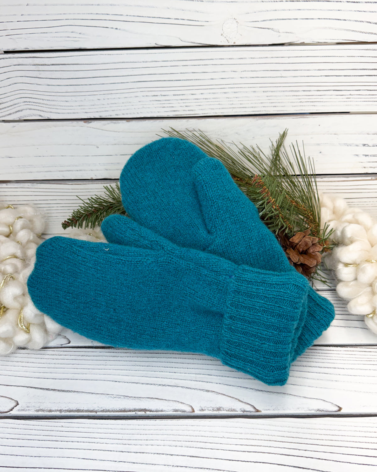 Aqua Wool Sweater Mittens