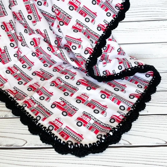 Firetrucks Flannel Receiving Blanket