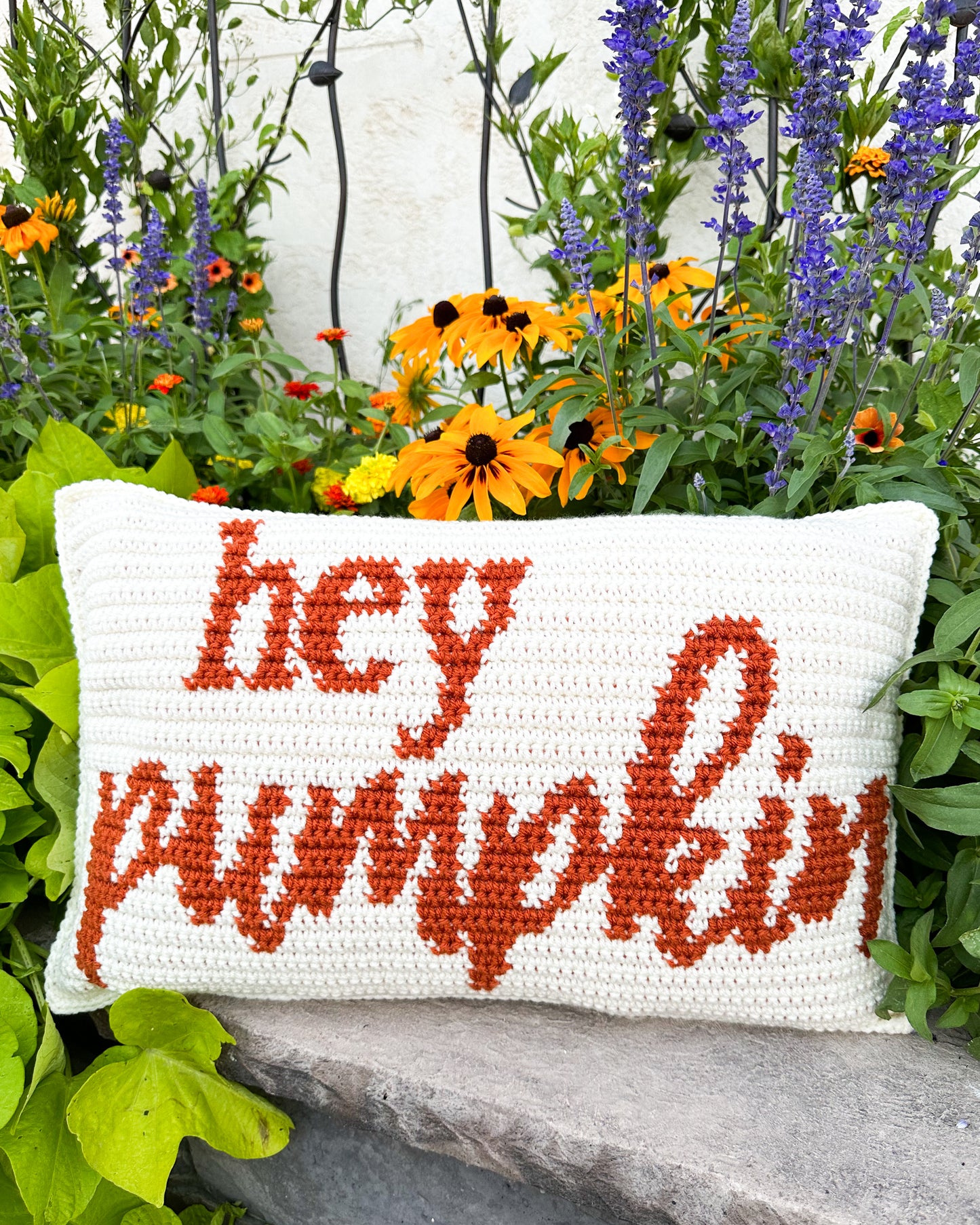 "Hey Pumpkin" Decorative Throw Pillow - Ivory/Pumpkin