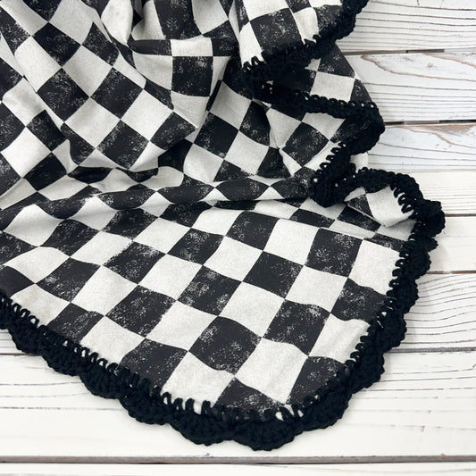 Grey & Black Plaid Flannel Receiving Blanket