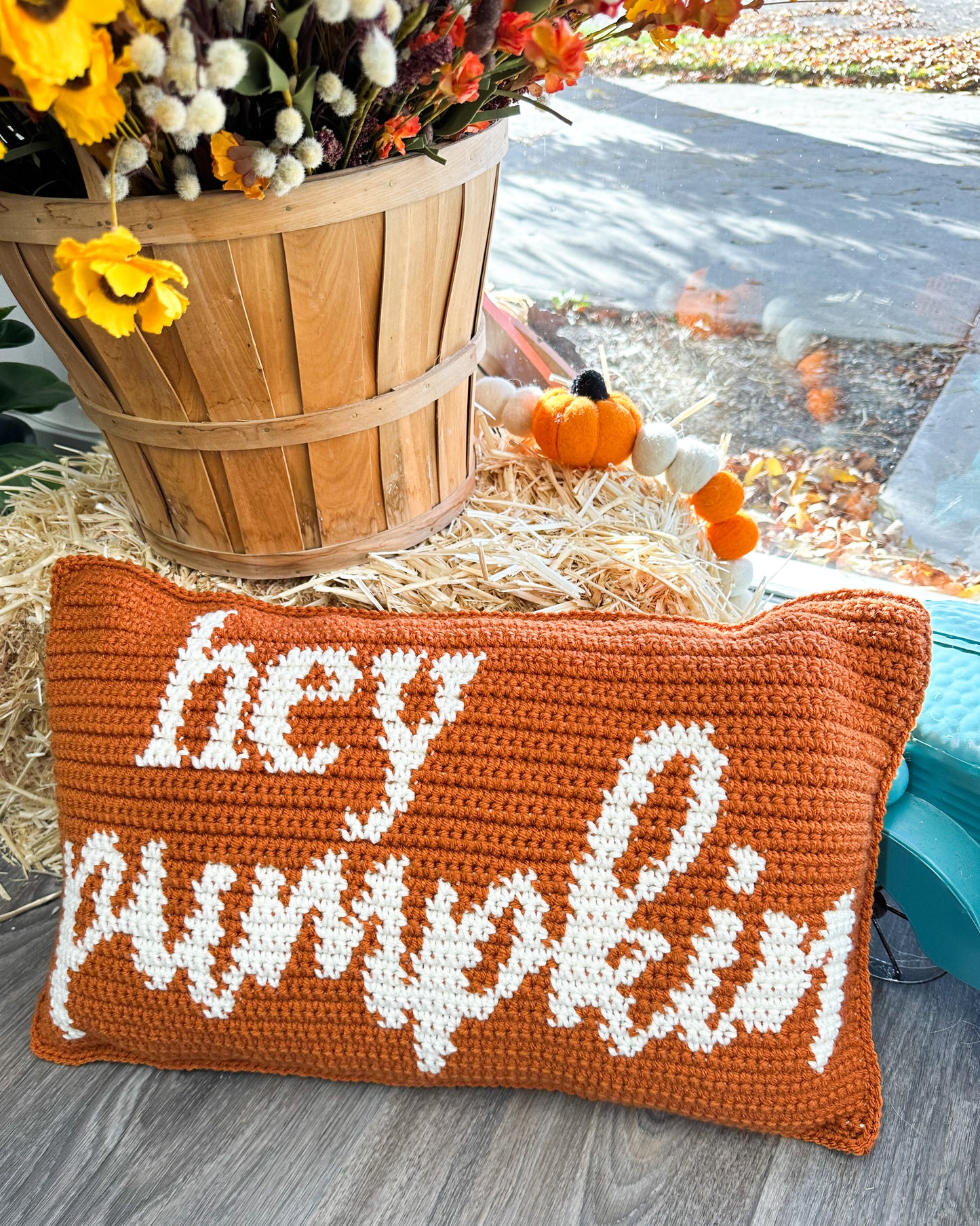 "Hey Pumpkin" Decorative Throw Pillow - Pumpkin/Ivory