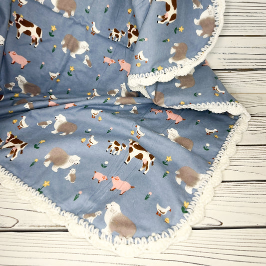 Barnyard Animals Flannel Receiving Blanket