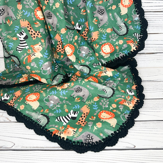 Jungle Animals Flannel Receiving Blanket