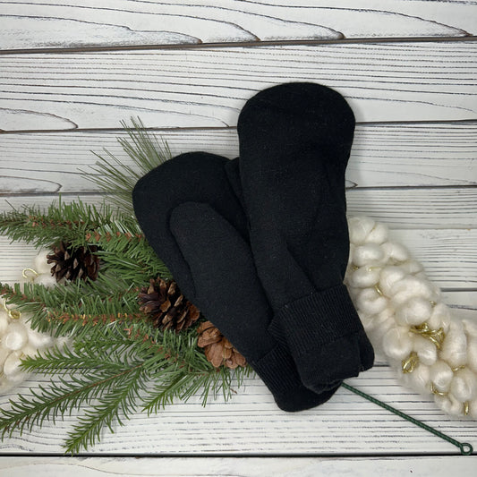 Black Wool Sweater Mittens