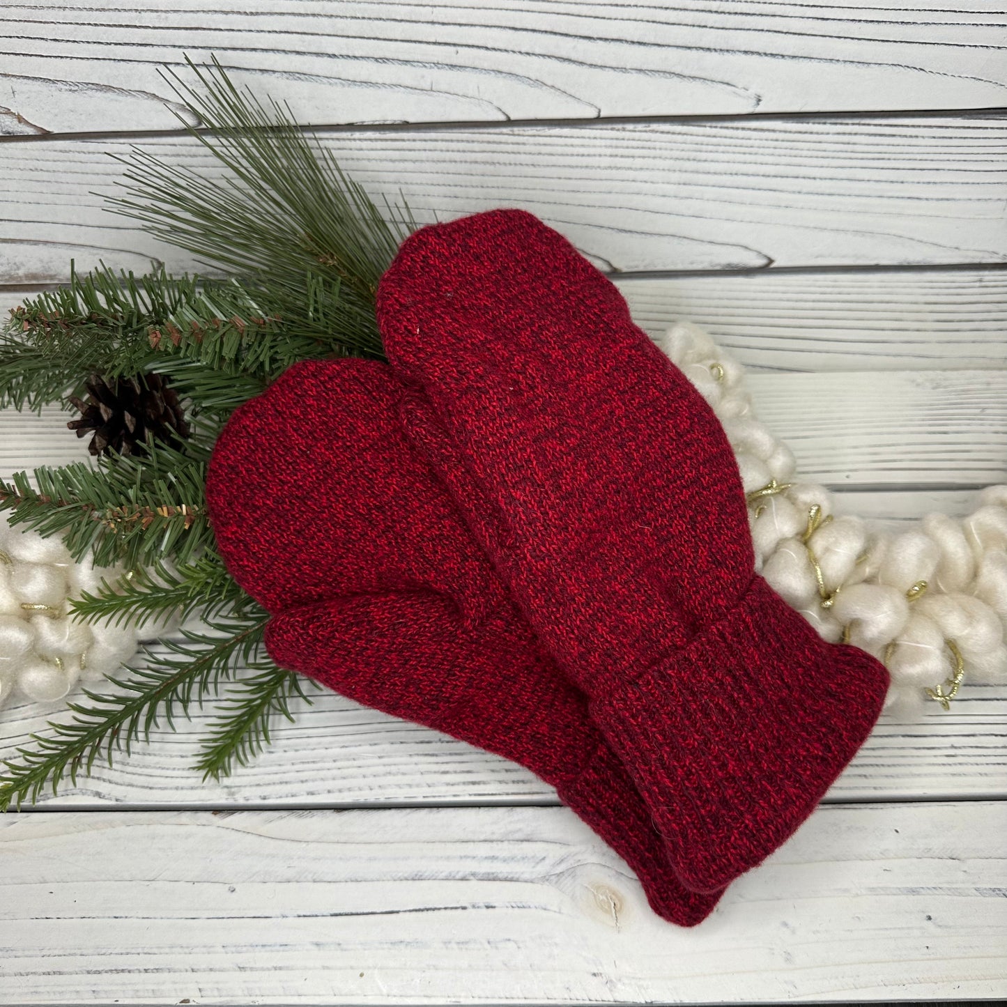 Red Wool Sweater Mittens