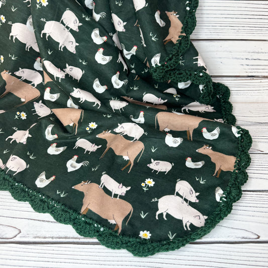 Barnyard Flannel Receiving Blanket