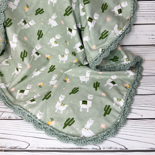 Floral Llama Flannel Receiving Blanket