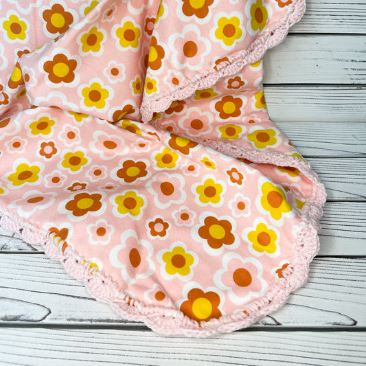 Retro Floral Flannel Receiving Blanket
