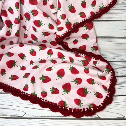 Sweet Strawberries Flannel Receiving Blanket