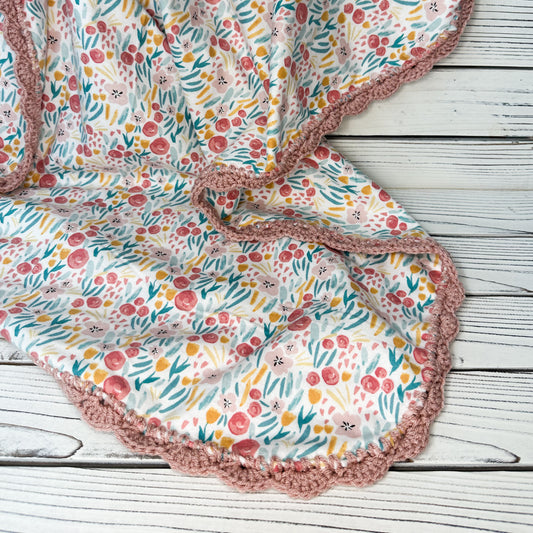 Watercolor Floral Flannel Receiving Blanket