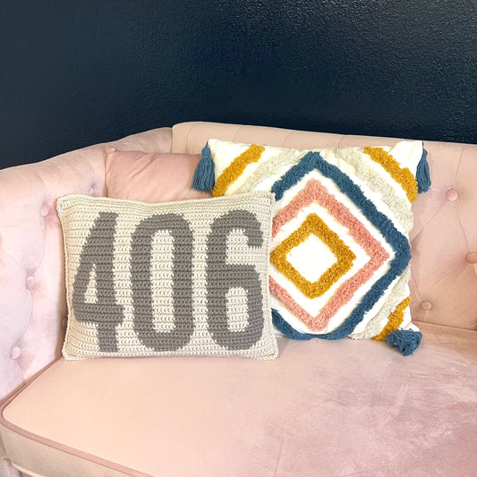 406 Throw Pillow - Grey