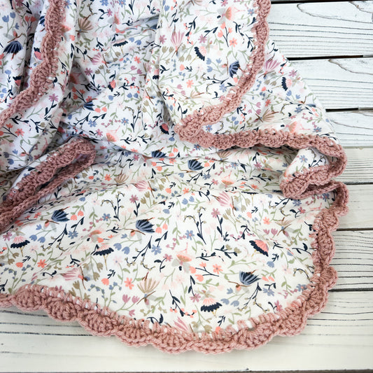 WildFlowers on White Flannel Receiving Blanket