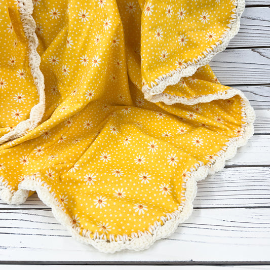 Sunflower on Yellow Flannel Receiving Blanket
