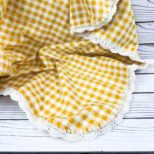Yellow Plaid Flannel Receiving Blanket